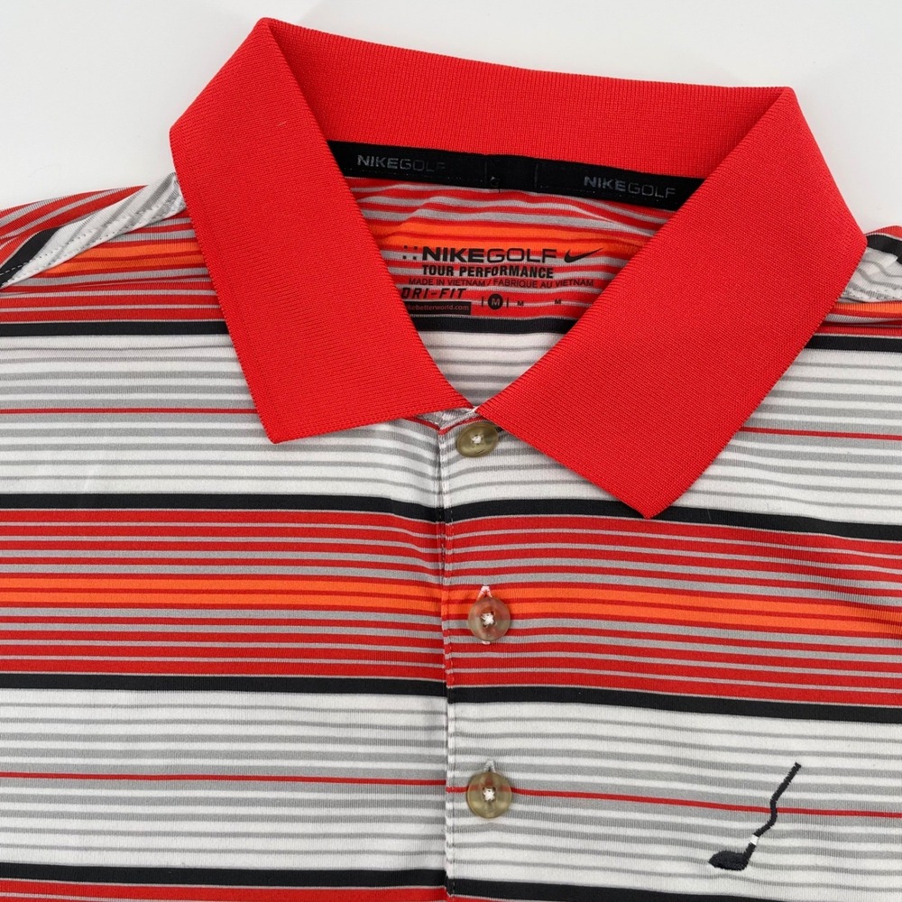 Nike Golf Tour Performance Dri-FIT Striped Polo Shirt Men's Medium Crooked Stick